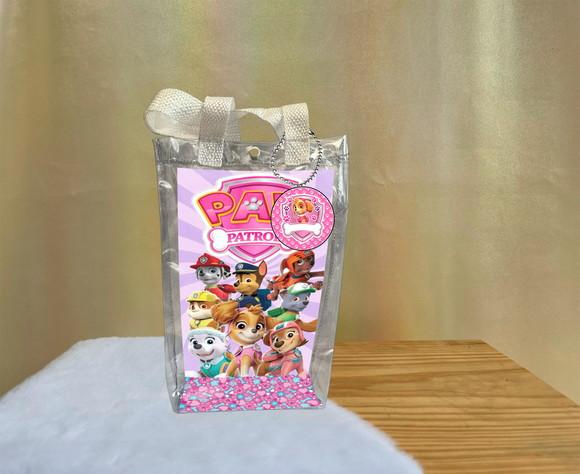 Sacola Transparente Patrulha Canina Rosa Personalizado