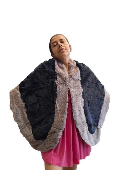Estola de pelo Sintético Marinho Artesanal