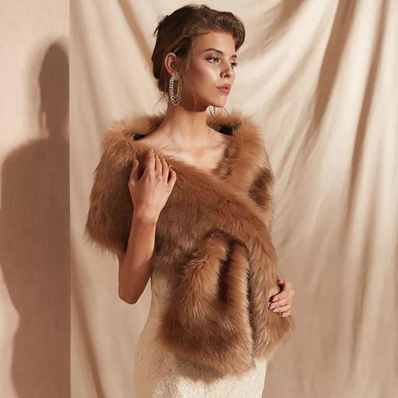 Estola pelo Alto Semelhante ao Natural Luxuosa Festa Noivado
