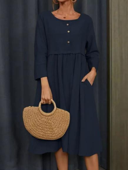 Vestido Algodão Linho Manga 3/4 ou Longa Sob Medidas