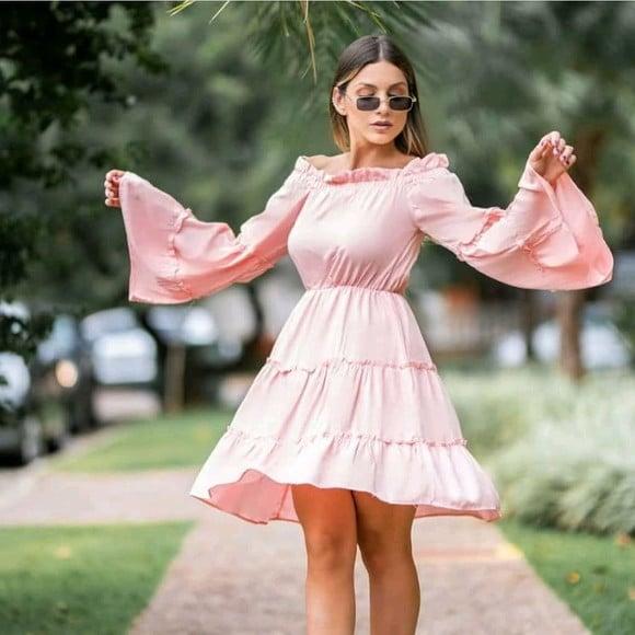 Vestido babados manga fraire branco