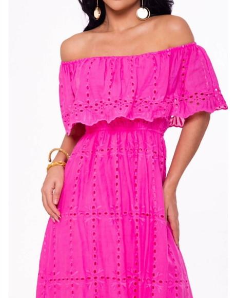 Vestido Bordado Laise Manga Ciganinha