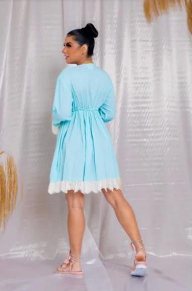 Vestido Bordado Manga Longa