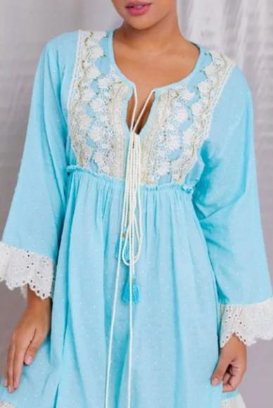 Vestido Bordado Manga Longa