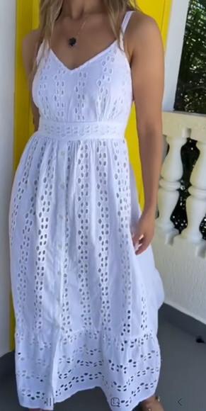 Vestido Branco Algodão Bordado Lese Civil