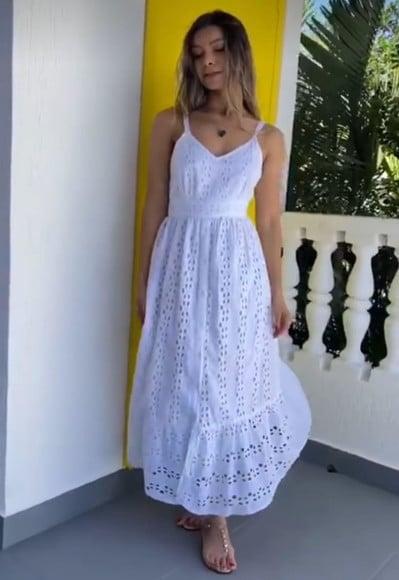 Vestido Branco Algodão Bordado Lese Civil