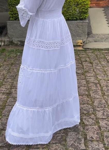 Vestido Branco Algodão Laise Civil Noiva Festa Plussize