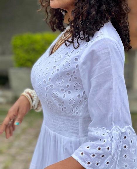 Vestido Branco Algodão Laise Civil Noiva Festa Plussize