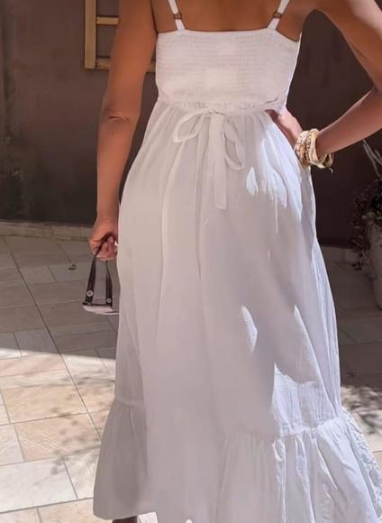 Vestido Branco Algodão Laise Festa Civil Batizado Plussize