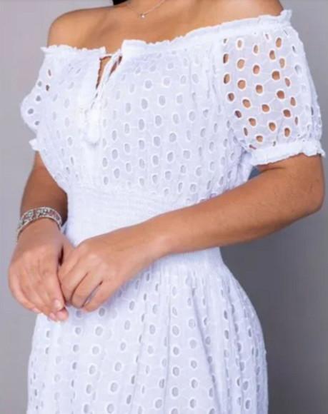 Vestido Branco Bordado Lese Casamento Civil Noivado Festa
