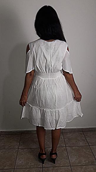 Vestido Branco Laise Lese Manga Curta Proimoção