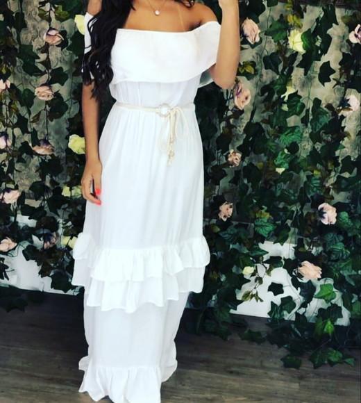 vestido Branco longo ciganinha festa civil