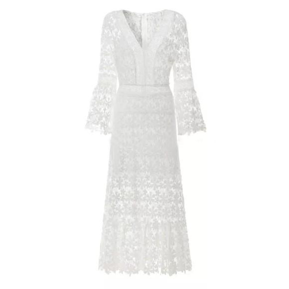 Vestido Branco Renda Guipir Civil Pre Wedding Noivado