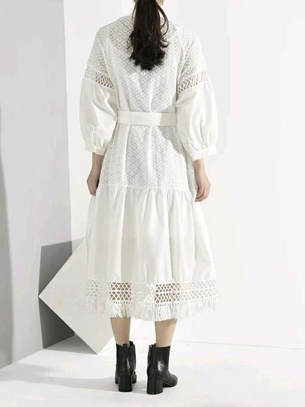 Vestido Chemise Branco Laise Lese Artesanal
