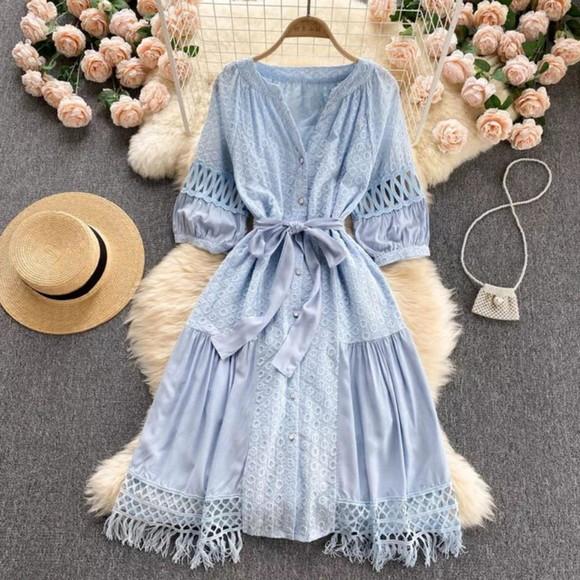 Vestido Chemise Laise Renda Guipir Faixa Artesanal