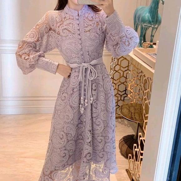 vestido de renda bordado rechilieu det artesanais luxo