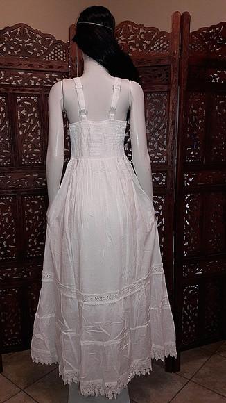 Vestido Longo Algodão Lese Renda Guipir Civil Noivado Festa