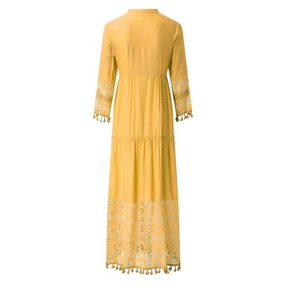 Vestido Longo Algodão Linho Renda Boyo Chic Artesanal
