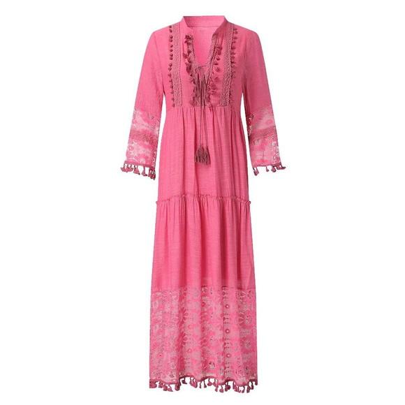 Vestido Longo Algodão Linho Renda Festa Artesanal