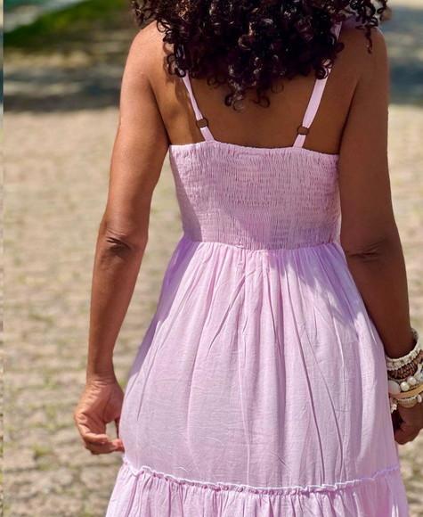 Vestido Longo Bordado Laise Rosa Branco Festa