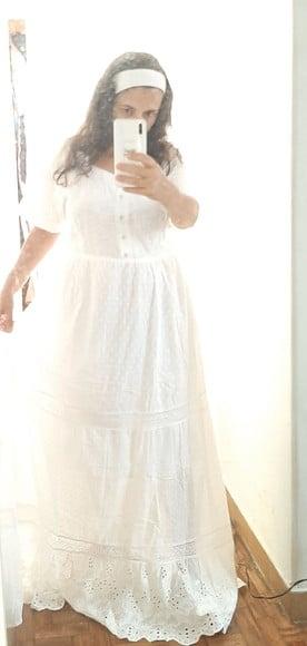 Vestido Longo Branco Laise Renda Guupir Plussize
