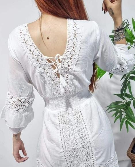 Vestido Longo Branco Laise Renda Noivado Casamento Civil