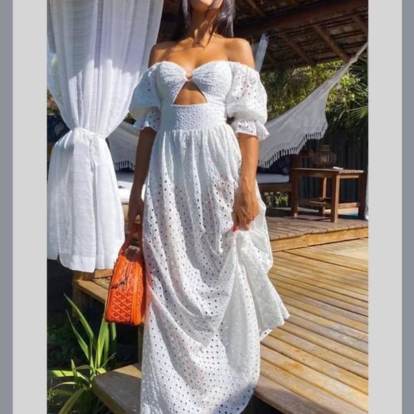 Vestido Longo Branco Lese Noivado Casamento Civil Prewedding