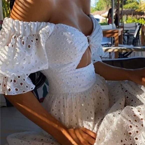 Vestido Longo Branco Lese Noivado Casamento Civil Prewedding