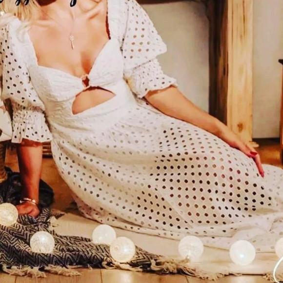 Vestido Longo Branco Lese Noivado Casamento Civil Prewedding