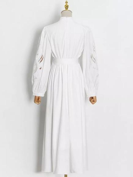 vestido longo branco manga longa civil festa