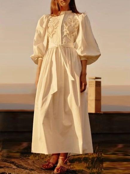 vestido longo branco manga longa civil festa