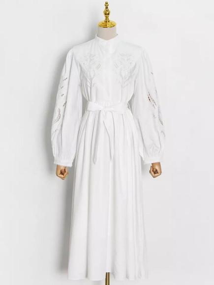 vestido longo branco manga longa civil festa