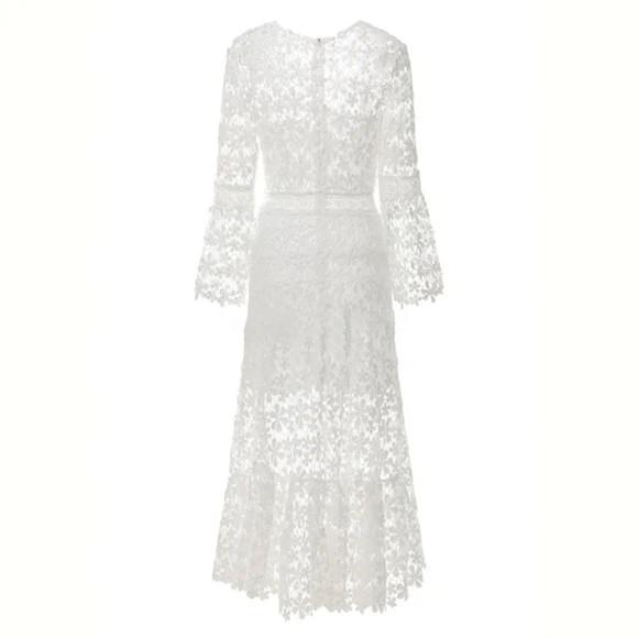 Vestido Longo Branco Renda Grupir Civil Noivado Festa