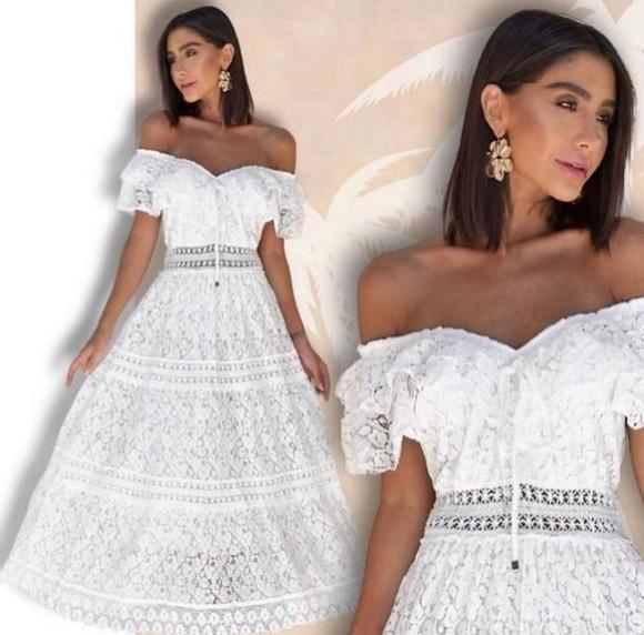 Vestido Longo Branco Renda Guipir Pre Wedding Civil Noiva