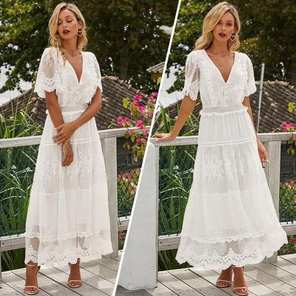 Vestido Longo Branco Renda Tule Noiva Boyo Plus Size