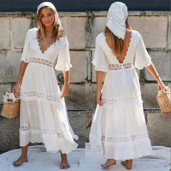 vestido longo branco seda renda grupir noivado festa