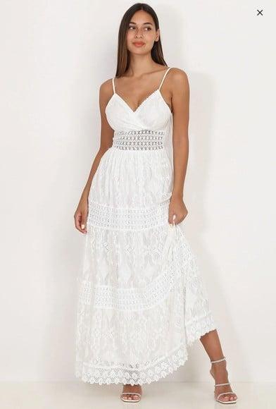 Vestido Longo de Renda Guipir Civil Noiva Casamento Festa