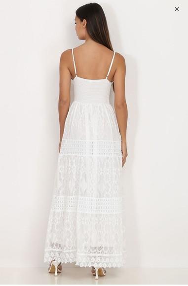 Vestido Longo de Renda Guipir Civil Noiva Casamento Festa