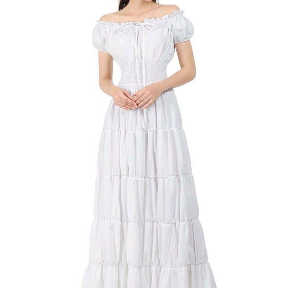 vestido longo estilo cigana rodado branco