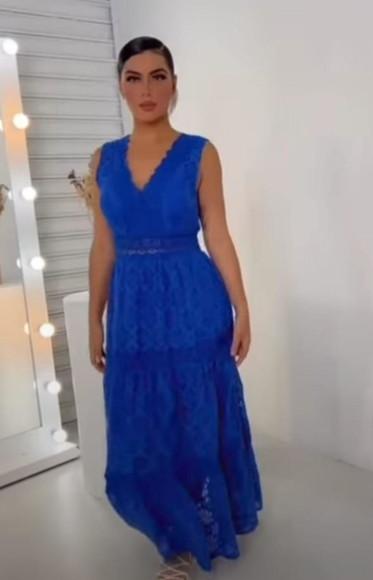 Vestido Longo em Renda Guipir Festa Réveillon