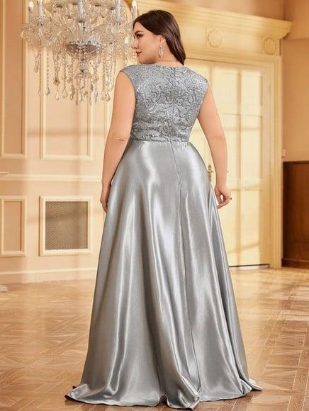 Vestido Longo Festa Madrinha Casamento Renda Cetim Plussize