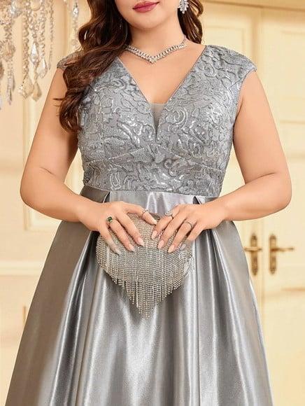 Vestido Longo Festa Madrinha Casamento Renda Cetim Plussize