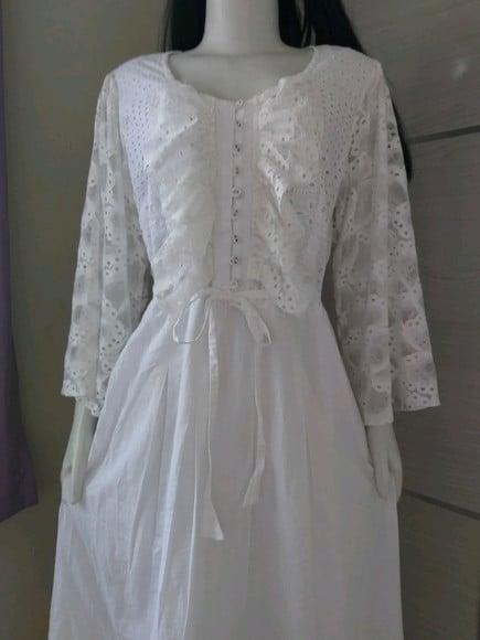 Vestido Longo Laise Renda Manga Longa Civil Noiva Batizado