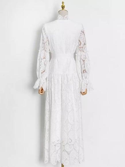 vestido longo renda bordada det artesanais festa sob medidas