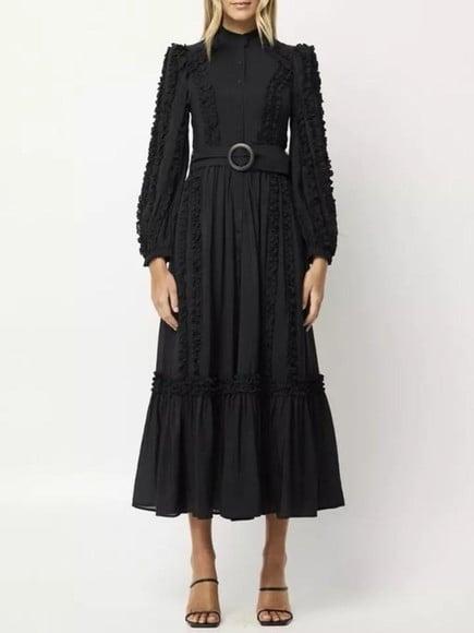 vestido longo renda bordada det artesanais festa sob medidas