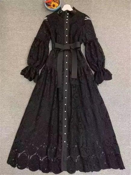 vestido longo renda bordada det artesanais festa sob medidas