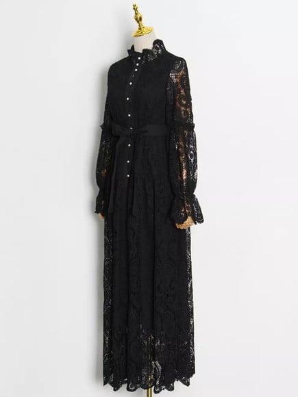 vestido longo renda bordada det artesanais festa sob medidas