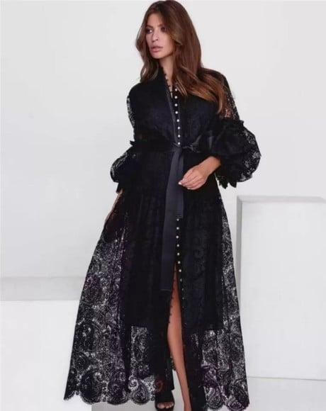 vestido longo renda bordada det artesanais festa sob medidas