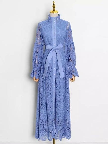 vestido longo renda bordada det artesanais festa sob medidas