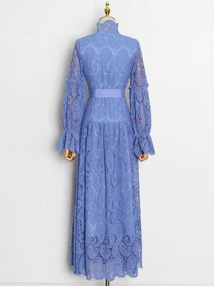 vestido longo renda bordada det artesanais festa sob medidas